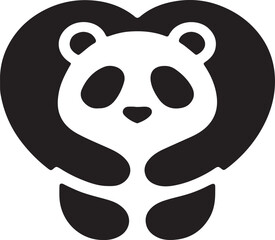 Naklejka premium panda bear with heart vector art design