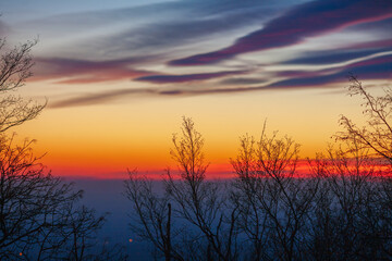 Winter Sunset Colorful Sky Background