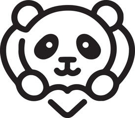 panda bear with heart vector art design