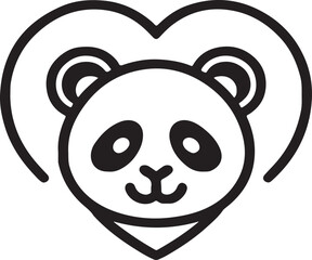 panda bear with heart vector art design