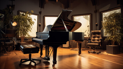 grand piano in room