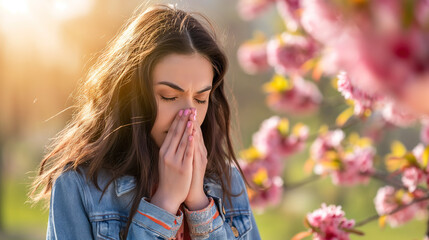 Beware of seasonal allergies during spring. Pollen allergy. - obrazy, fototapety, plakaty