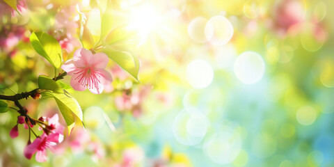 Fototapeta na wymiar Spring Background with Cherry Blossoms and Copyspace