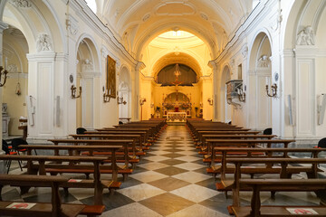 interior of the church of Santa Sofia in the town of Anacapri. Capri Island, Naples, Italy - obrazy, fototapety, plakaty