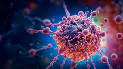 Trapped virus illustration. cancer cell. AI Generated