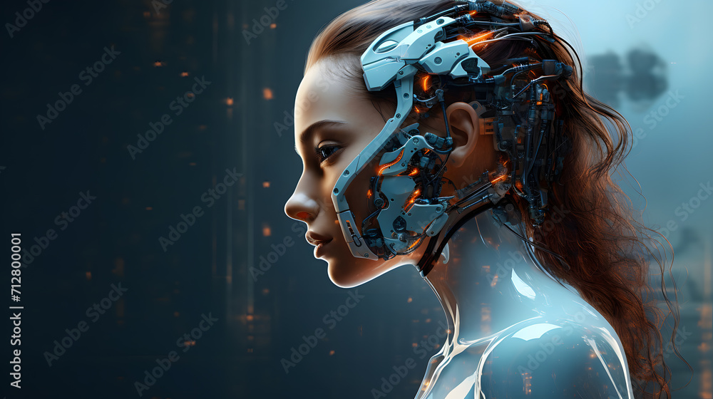 Poster powerpoint background generative ai presentation, robot, automation, cyborg, electronic. wallpaper a