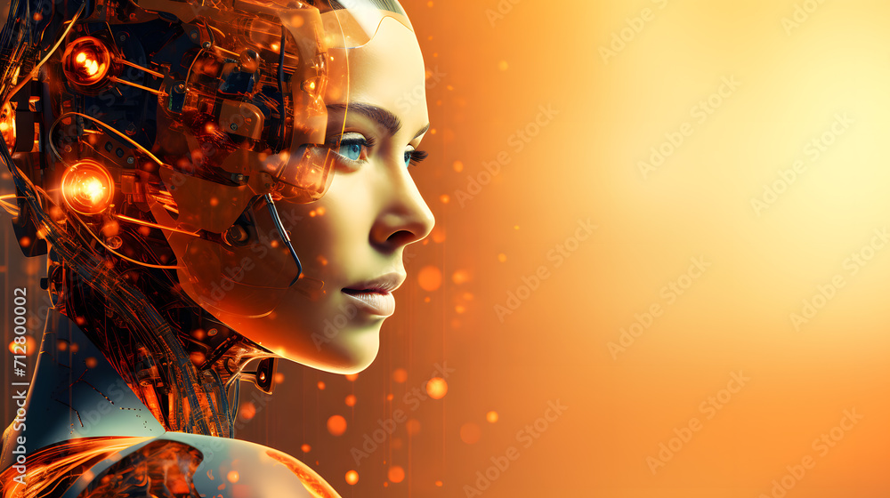 Poster powerpoint background generative ai presentation, robot, automation, cyborg, electronic. wallpaper a