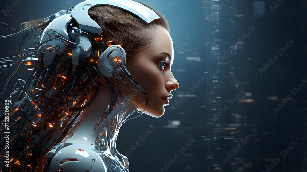 Poster powerpoint background generative ai presentation, robot, automation, cyborg, electronic. wallpaper a