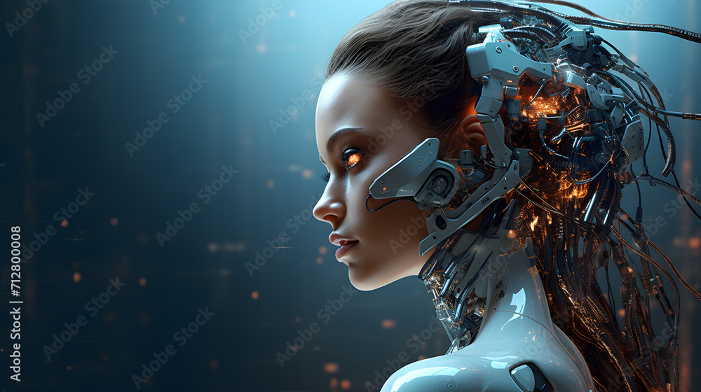 Poster powerpoint background generative ai presentation, robot, automation, cyborg, electronic. wallpaper a