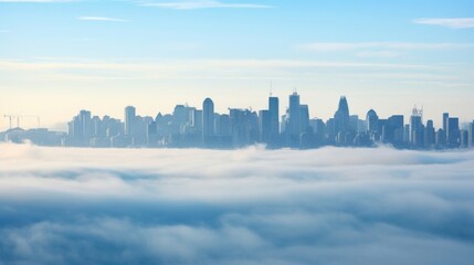 The city skyline is silhouetted by the thick fog, a reminder of how pollution can obscure even the most iconic views.