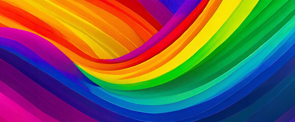 bright and colorful web banner with a swooping rainbow
