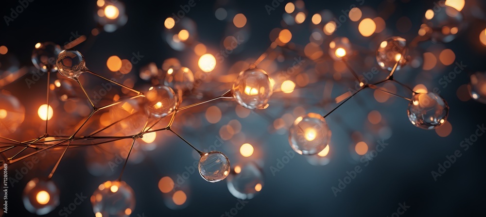 Aufkleber dynamic network grid with sparkling electric impulses, abstract background