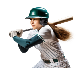 female softball player holding a bat