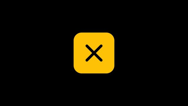 Yellow Crossmark Animation with Transparent Background