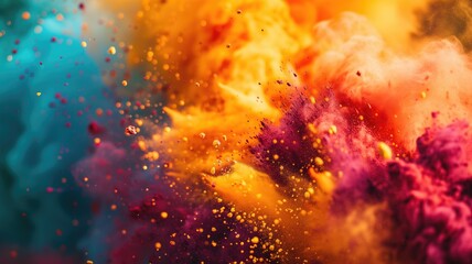 Fototapeta na wymiar Explosion of colorful powders on a dynamic, vivid background