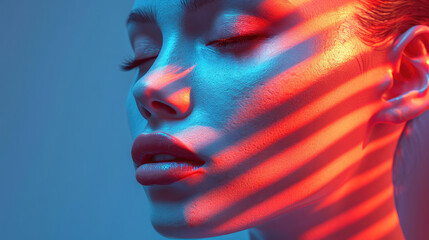 Futuristic Female Portrait in Neon Light