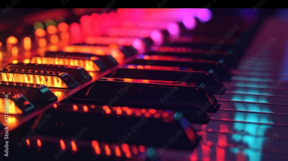 Aufkleber a medley of chromatic patterns being played on a synthesizer each key producing a unique and vibrant