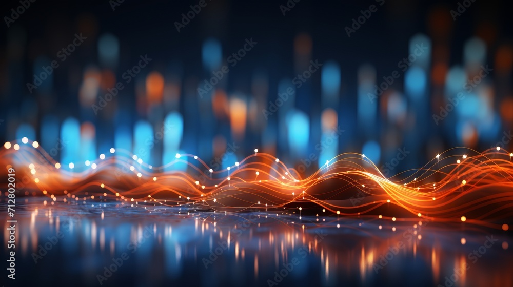 Poster vibrant particle wave abstract background for sound and music visualization