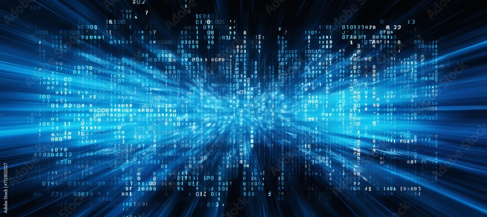 Poster futuristic digital grid background with matrix of data in vibrant abstract design.