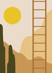 Sunset Wallpaper Illustration Watercolor Art View