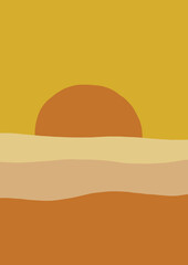 Sunset Wallpaper Illustration Watercolor Art View