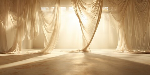 Sunlight scattered through fragile curtains.