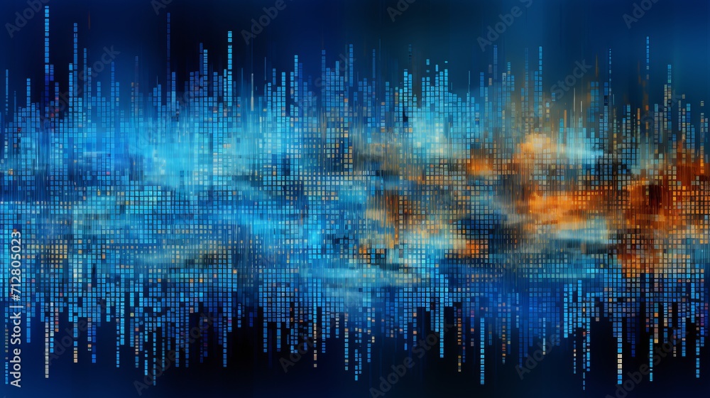 Poster digital data matrix forms interconnected grid, representing advanced information technology.
