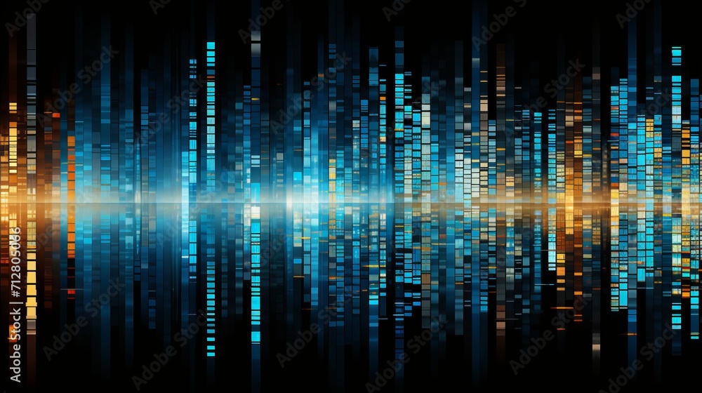 Poster abstract futuristic digital matrix grid with cybernetic data visualization in a high tech backdrop