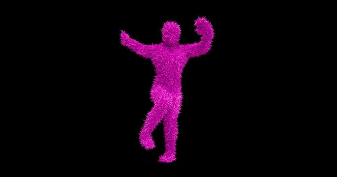 Energetic Funny Happy Furry Character Dancing On Stage. Loopable With Luma Channel. Dance And Entertainment Related 3D Abstract Animation.
