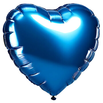 Blue heart shaped foil balloon on a white background
