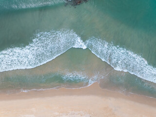 Aerial view beach waves texture background,Summer sea landscape nature background