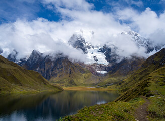 Trekking in the Cordillera Huayhuash in the Peruvian Andes Mountains