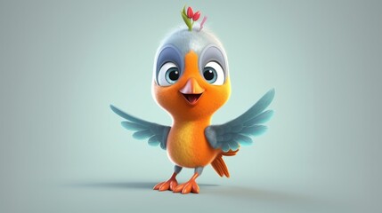 A cute cartoon humming bird character Ai Generative
