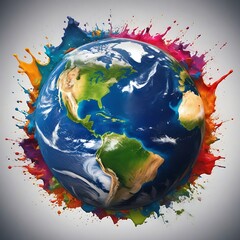 Planet earth in color splash