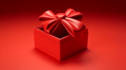 Obraz premium All red opening gift box blank opened present box with Ai Generative