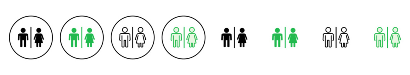 Toilet icon set. restrooms icon vector. bathroom sign. wc, lavatory