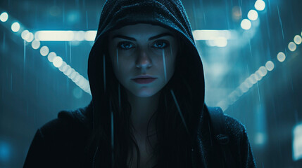 Enigmatic Shadows: Moody Captures of the Hooded Figure, Generative AI