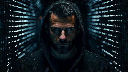Dark Web Ballet: Mysterious Hoodie's Silent Performance, Generative AI
