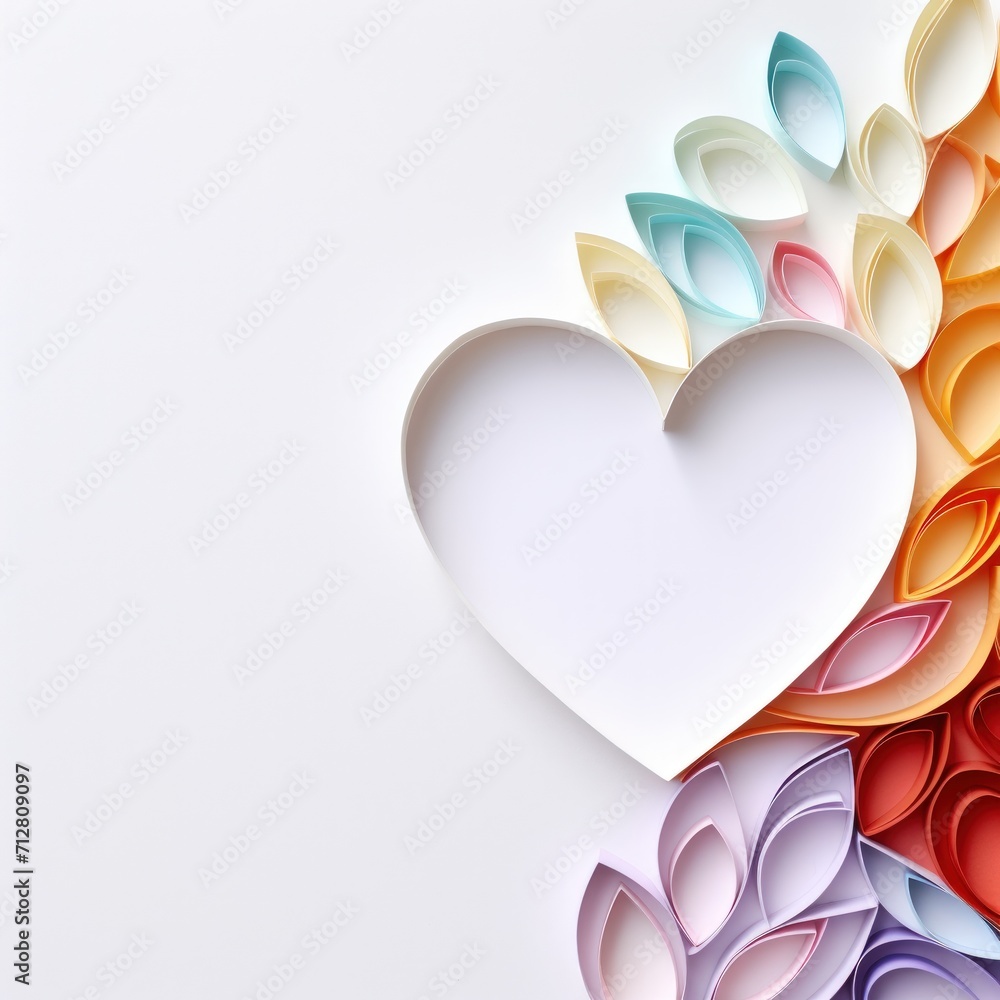 Poster Paper heart shape symbol for Valentines day with copy space for text or design. Generative AI.