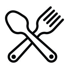 crossed spoon and fork icon for graphic and web design
