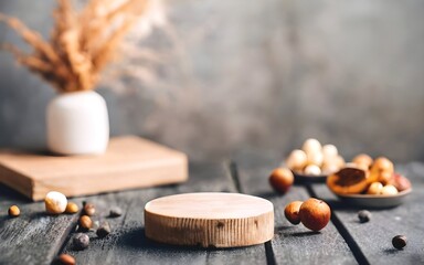 empty studio room for product placement, background empty podium 
minimalist mockup backdrop for product and cosmetic presentation