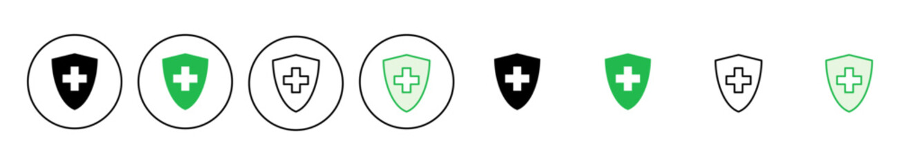 Health insurance icon set. Insurance health document icon