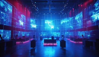 scene from a virtual event management setup, showcasing the technology, coordination, and creativity involved in organizing successful virtual events, AI - obrazy, fototapety, plakaty