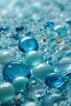 Blue glass crystals background