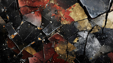 An intricate blend of vibrant colors creates an abstract masterpiece, revealing the raw beauty of a shattered canvas