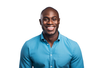 Obraz premium Portrait of a smiling African American guy isolated on transparent background