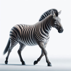 Zebra, African equines with distinctive black-and-White striped coats, Cebra, isolated White background. - obrazy, fototapety, plakaty