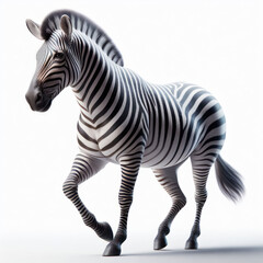 Fototapeta premium Zebra, African equines with distinctive black-and-White striped coats, Cebra, isolated White background.