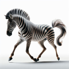 Fototapeta premium Zebra, African equines with distinctive black-and-White striped coats, Cebra, isolated White background.