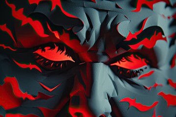 Obraz premium A close-up of a vampire face with sharp fangs and blood red eyes Halloween art design vampire fangs